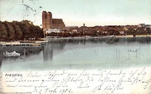 Prenzlau Marienkirche, Boote, Brandenburg Postkarte 1902
