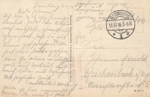 Blick auf das Kurhaus im Solbad Bernburg Sachsen-Anhalt Postkarte AK 1916