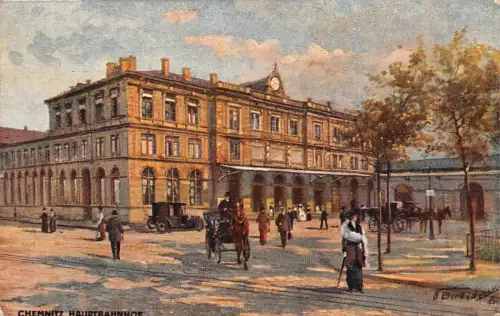 Chemnitz Hauptbahnhof Tuck's Postkarte 1915