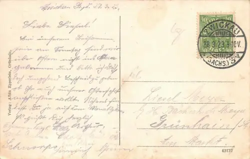 Grünhain i. Erzgebirge Totalansicht Ratskeller Postkarte AK 1923