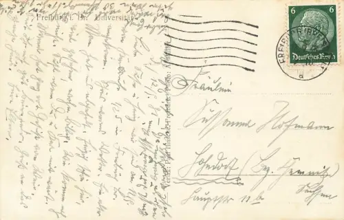 Universität in Freiburg im Breisgau Baden-Württemberg Postkarte AK 1935