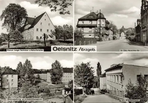 Am Krankenhaus und Wohnsiedlung Oelsnitz Erzgebirge Sachsen Postkarte AK 1978