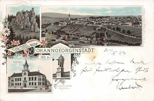 Gruss aus Johanngeorgenstadt Rathaus Postkarte AK 1898