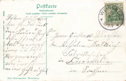 Spruchkarte Ansicht Weinsberg Baden-Württemberg Postkarte AK 1906