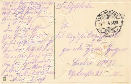 Herzlichen Glückwunsch zum Geburtstage Hände Ring Vögel Rosen Feldpostkarte 1916