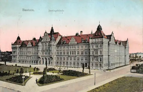 Justizgebäude Bautzen Sachsen Postkarte AK 1919