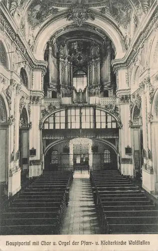 Hauptportal mit Chor und Orgel Klosterkirche Waldsassen Bayern Postkarte AK