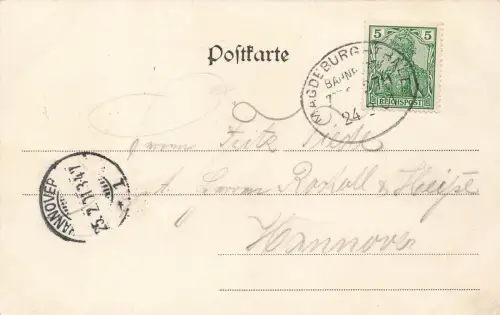 Gruss vom Dambachshaus mit Pfeils Denkmal Thale Sachsen-Anhalt Postkarte AK 1901