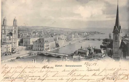 Zürich Generalansicht Postkarte AK 1903