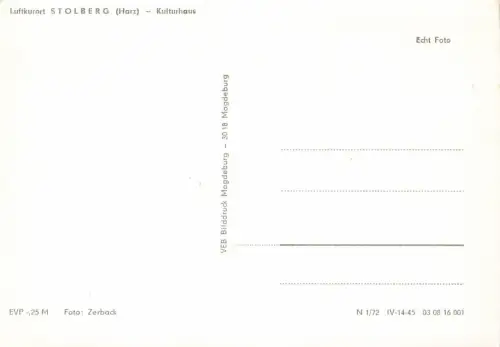 Kulturhaus in Stolberg Harz Sachsen-Anhalt Postkarte AK