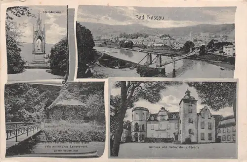 Bad Nassau Steindenkmal Schloss Geburtshaus Stein's Postkarte AK