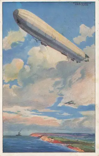Reichsmarineluftschiff Macht an deutscher Ostseeküste Postkarte AK 1915