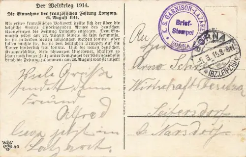 Einnahme der Festung Longwy Feldskizze Soldaten Patriotika Postkarte AK 1915