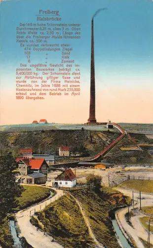 Freiberg Halsbrücke Schornstein 140m Feldpostkarte AK 1915