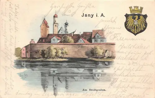 Isny i. A. Am Stadtgraben Baden-Württemberg Postkarte AK 1903