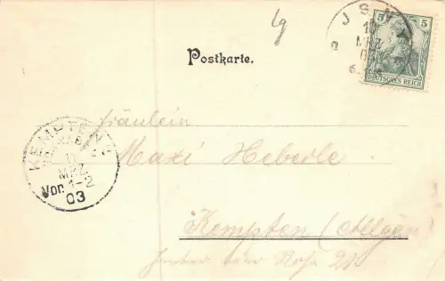 Isny i. A. Am Stadtgraben Baden-Württemberg Postkarte AK 1903