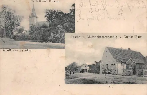 Dyrotz Gasthof Materialwarenhandlung v. Gustav Euen Postkarte 1908