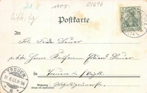 Gruß aus Görzig Strehla mit Villa, Gasthof und Schloss Sachsen Litho AK 1905