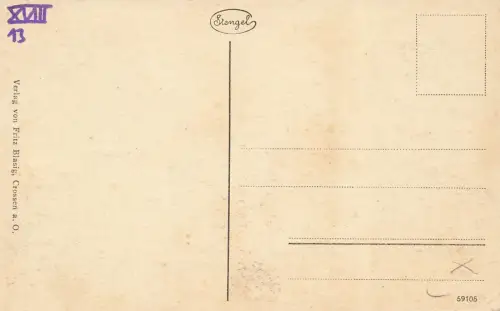 Blick auf Oderbrücke und Stadt Crossen an der Oder Ostbrandenburg Postkarte AK