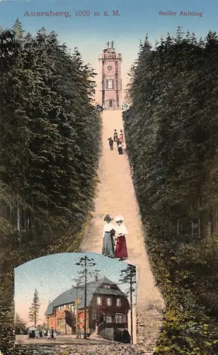 Auersberg 1020 m ü. M. Steiler Aufstieg Postkarte AK 1915