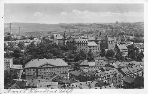 Plauen i. V. Teilansicht mit Schloß AK 1942