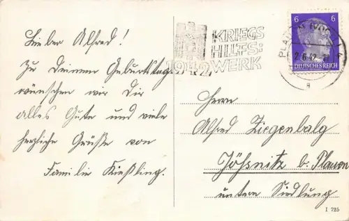 Plauen i. V. Teilansicht mit Schloß AK 1942