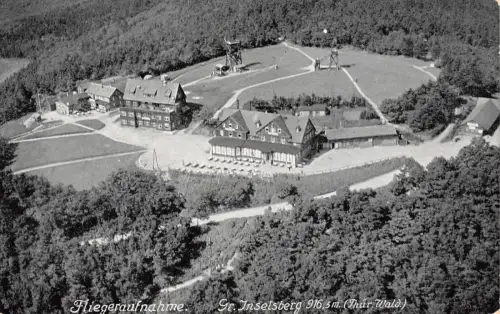 Fliegeraufnahme Gr. Inselberg 916,5 m (Thür. Wald) Preussischer Hof Postkarte AK