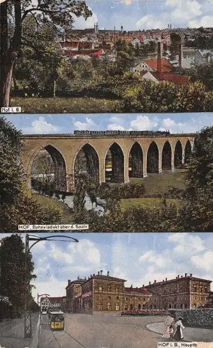 Hof i. B. Bahnviadukt über d. Saale Hauptb. Postkarte