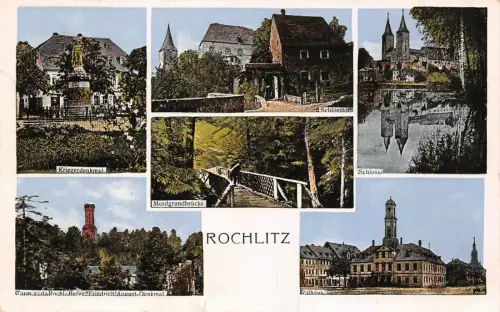 Rochlitz Schloss Schlosstor Mordgrundbrücke Kriegerdenkmal Postkarte AK 1942
