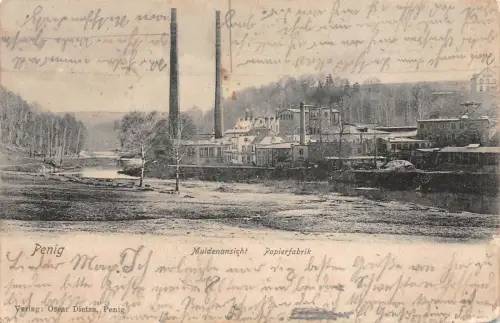 Penig Muldenansicht Papierfabrik AK 1903