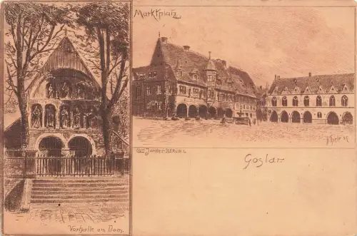 Vorhalle am Dom und Marktplatz Goslar Niedersachsen Postkarte AK