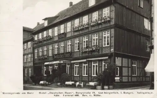 Hotel Deutsches Haus in Wernigerode Harz Sachsen-Anhalt Postkarte AK 1928