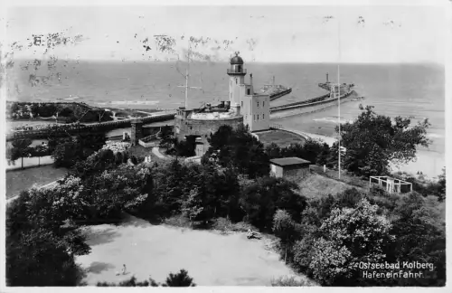 Ostseebad Kolberg (Kołobrzeg) Hafeneinfahrt AK 1930