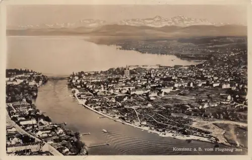 Konstanz a. B. vom Flugzeug aus Baden-Württemberg Postkarte AK 1935