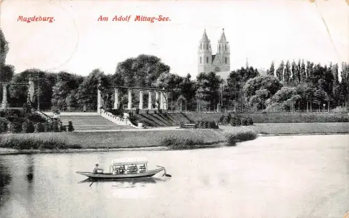 Magdeburg Am Adolf Mittag-See Postkarte AK 1911