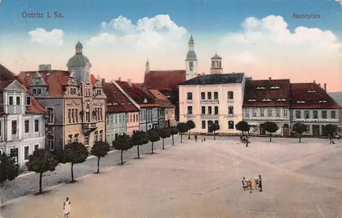 Ostritz i. Sa. Marktplatz Postkarte AK 1916