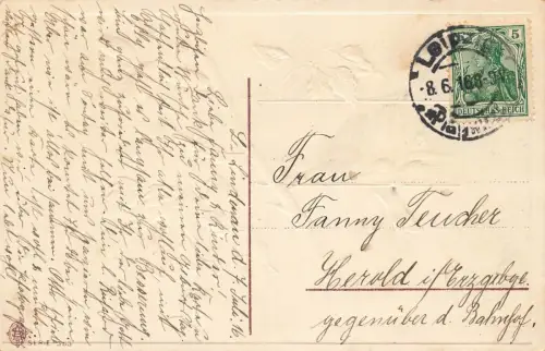 Herzliche Pfingstgrüße Käfer Landschaft Idylle Postkarte AK 1916