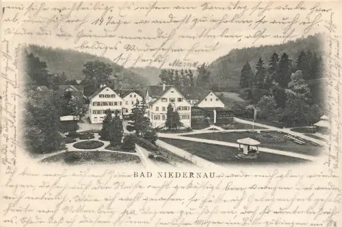 Blick auf Gasthaus mit Hof in Bad Niedernau Baden-Württemberg Postkarte AK 1905