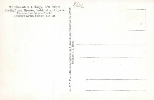 Mittellausitzer Gebirge Gasthof zur Grenze Sohland a. d. Spree Postkarte AK
