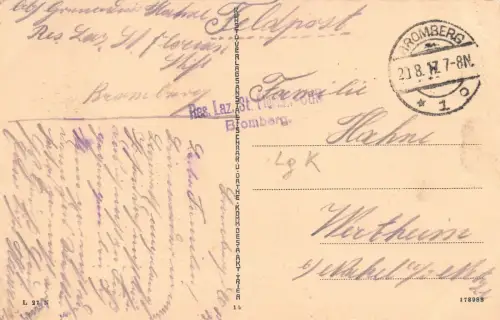 Bromberg (Bydgoszcz) Bogenspannerin im Stadttheatergarten Feldpost AK 1917