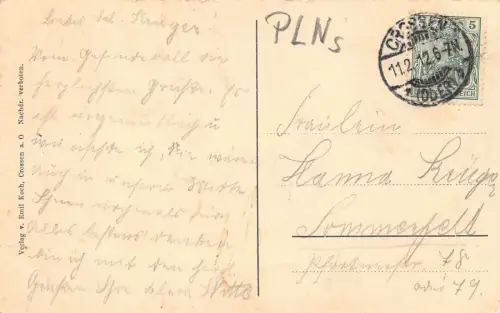 Crossen (Oder) Krosno Odrzańskie Bergselte AK 1912