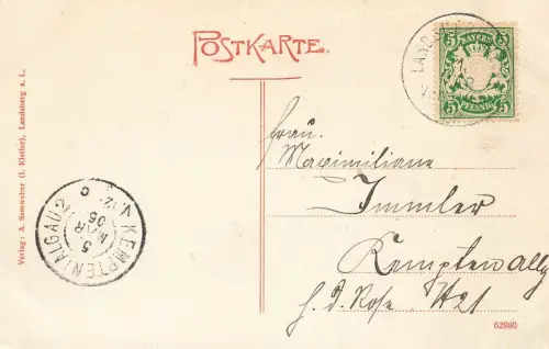 Stadtansicht auf Landsberg am Lech Bayern Postkarte AK 1906