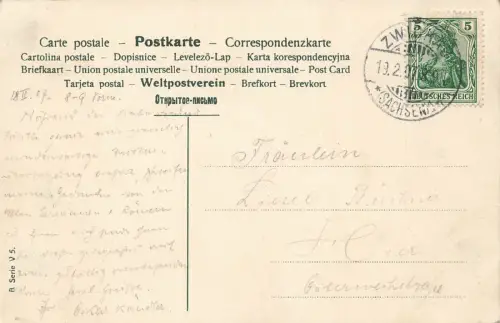 Auf Wiedersehen! Junge Mädchen Hut Bäume Blumen Postkarte AK 1907