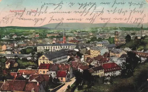 Totalansicht in Saarbrücken Saarland Postkarte AK 1911