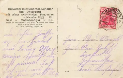 Einzige Musikalische Hochsee-Torpedoboot Matrosen Patriotika Postkarte AK 1919