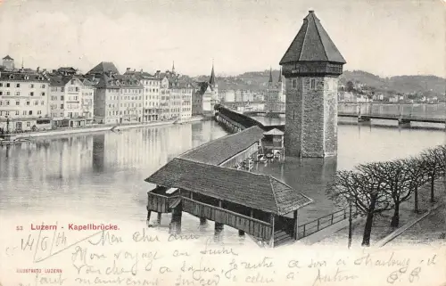 Luzern Kapellbrücke Postkarte AK 1903
