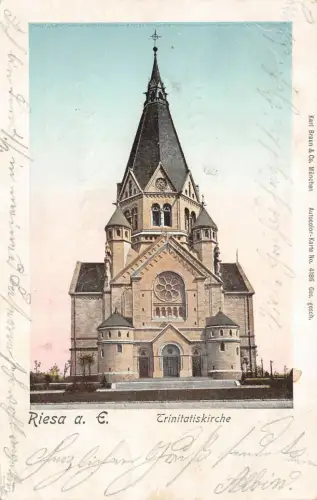 Trinitatiskirche Riesa an der Elbe Sachsen Postkarte AK 1903