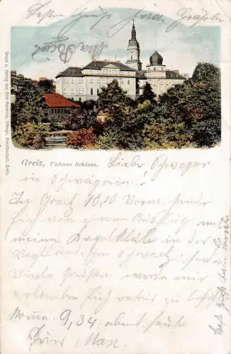 Greiz Unteres Schloss Postkarte 1904