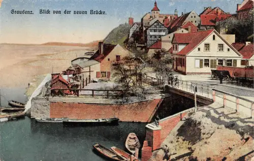 Graudenz (Grudziądz) Blick von der neuen Brücke Feldpostkarte 1916