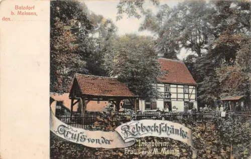Gruß von der Rehbockschänke Batzdorf bei Meißen Sachsen Postkarte